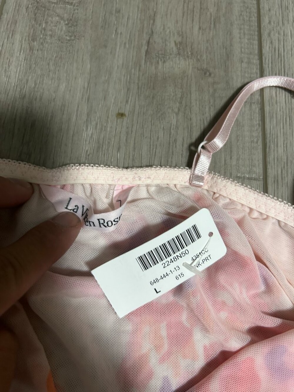 La Vien Rose Lingerie Pink Rosette Babydoll Chemise Sheer Nightgown XL NWT - Picture 3 of 3
